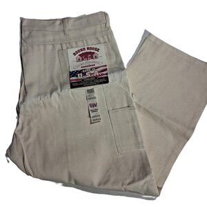 ROUND HOUSE DUNGAREES 50 x 32 Workwear Carpenter Heavy Duck Ivory Made USA NWT